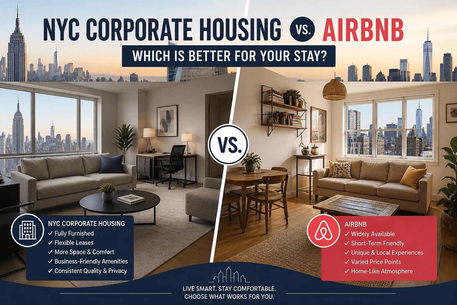 Alojamiento corporativo vs. Airbnb: ¿Cuál es mejor para su estadía?